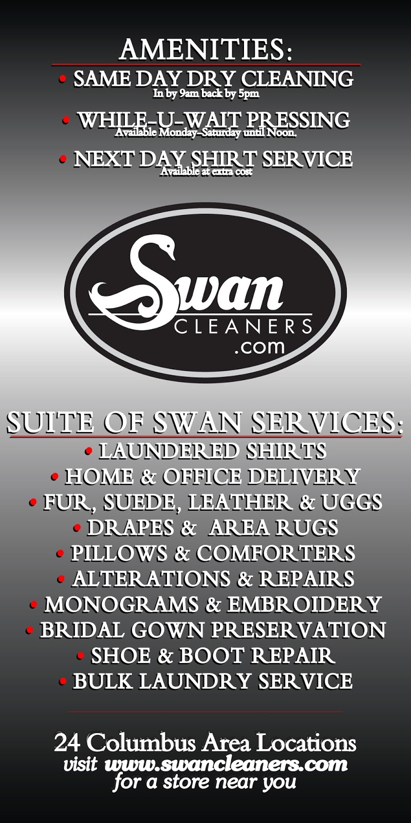 Swan Cleaners | 6181 Glick Rd, Powell, OH 43065, USA | Phone: (614) 766-2398