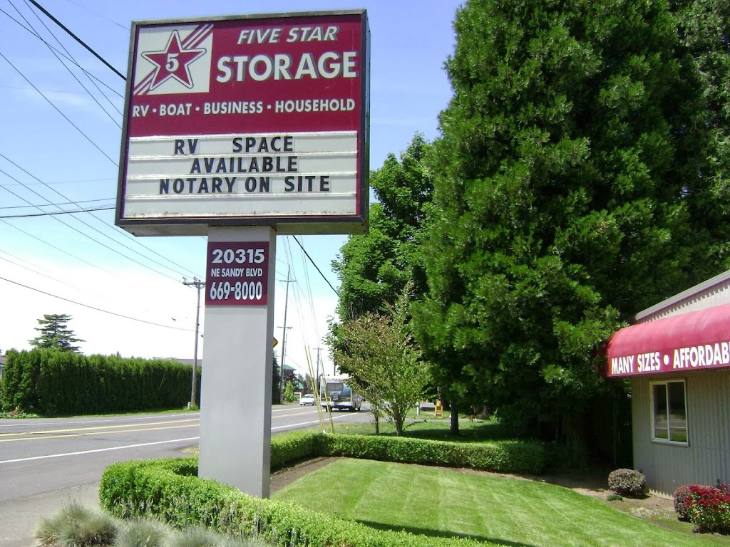 Five Star Storage Co | 20315 NE Sandy Blvd, Fairview, OR 97024, USA | Phone: (503) 669-8000