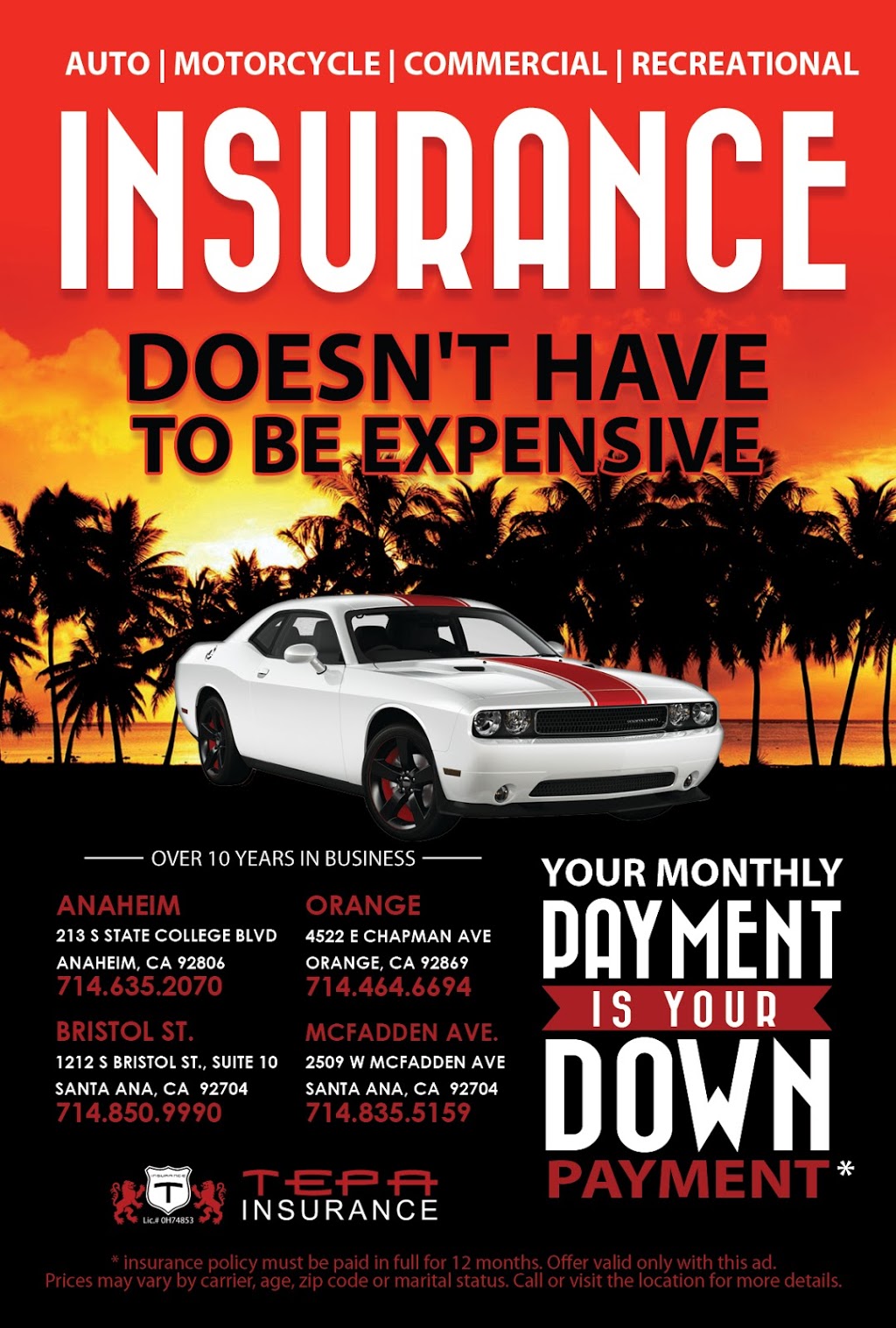 TEPA INSURANCE SERVICES | 4522 E Chapman Ave, Orange, CA 92869, USA | Phone: (714) 464-6694