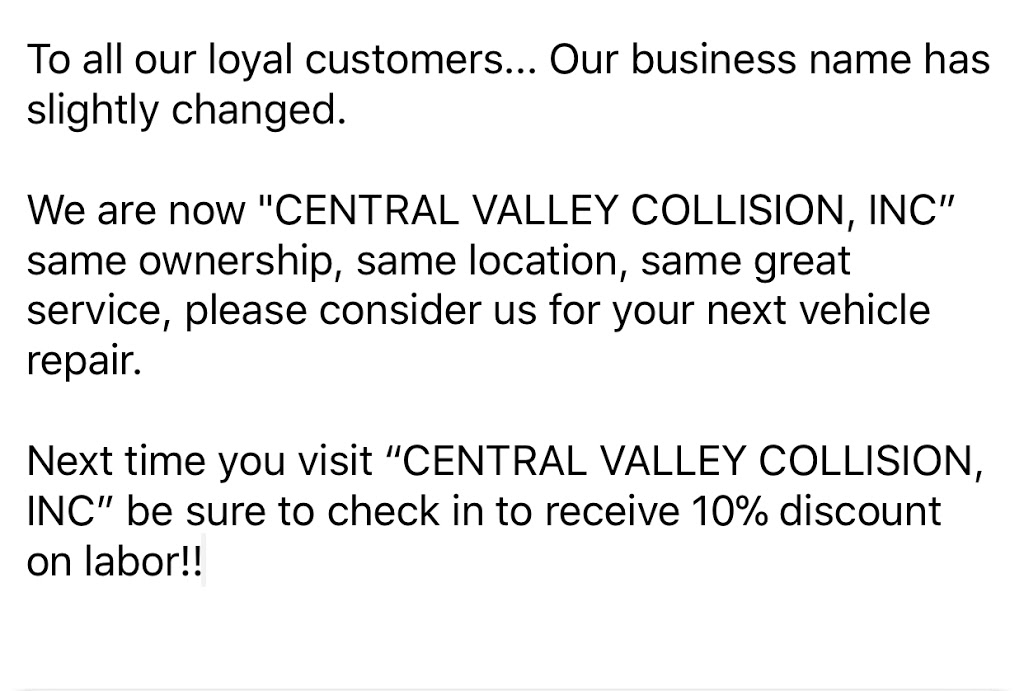 Central Valley Collision Inc | 24580 S MacArthur Dr, Tracy, CA 95376, USA | Phone: (209) 830-0561