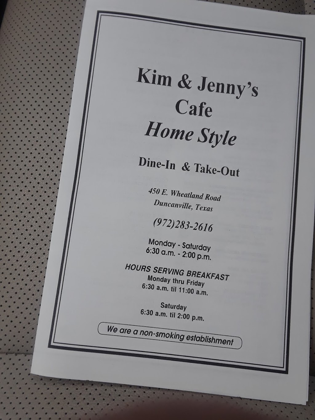 Kim & Jennys Cafe | 450 E Wheatland Rd, Duncanville, TX 75116, USA | Phone: (972) 283-2616
