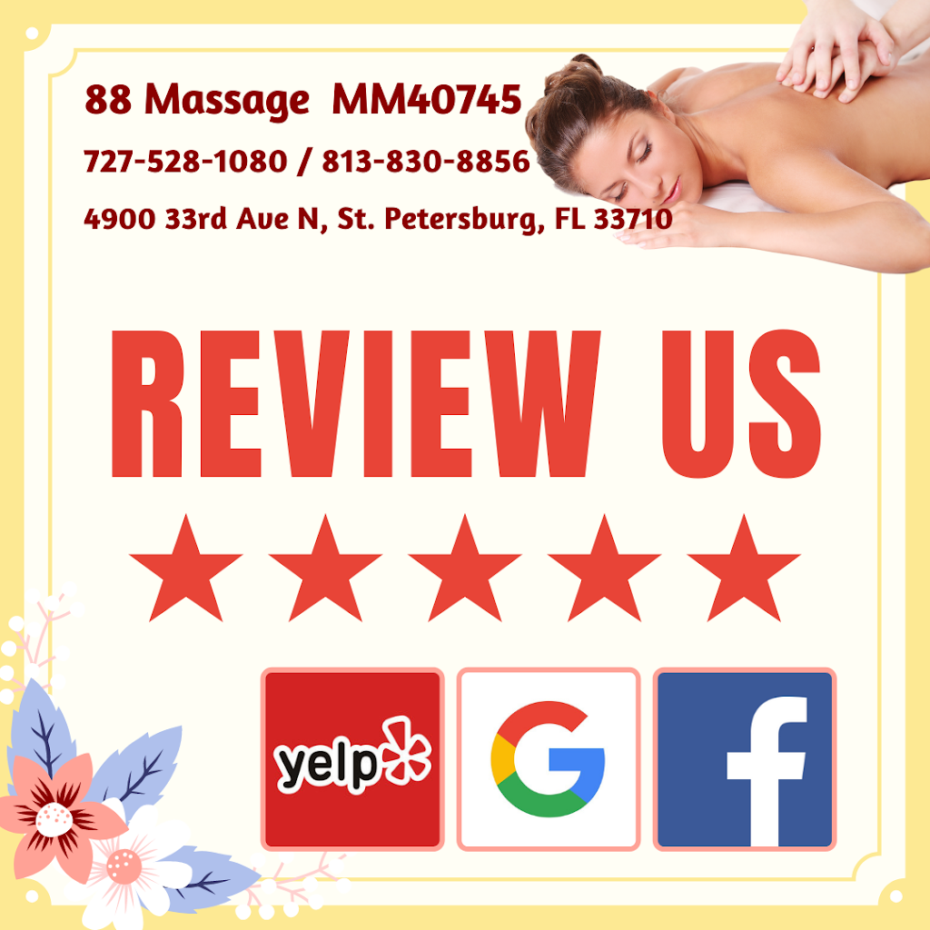 88 Massage | 4900 33rd Ave N, St. Petersburg, FL 33710, USA | Phone: (727) 528-1080