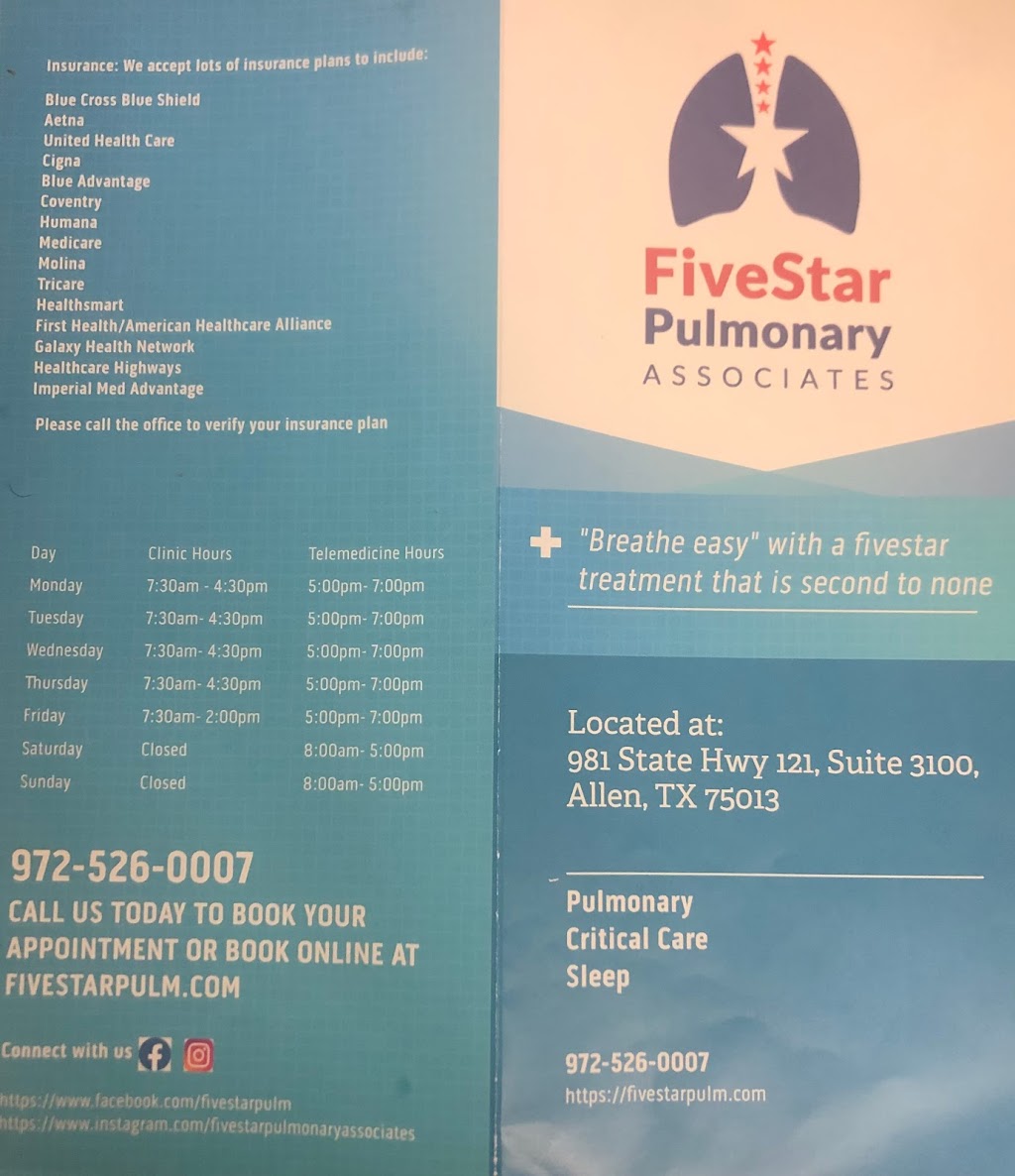 Fivestar Pulmonary Associates : Anthony Nebor, M.D. | 981 TX-121 Suite 3100, Allen, TX 75013, USA | Phone: (972) 536-8003