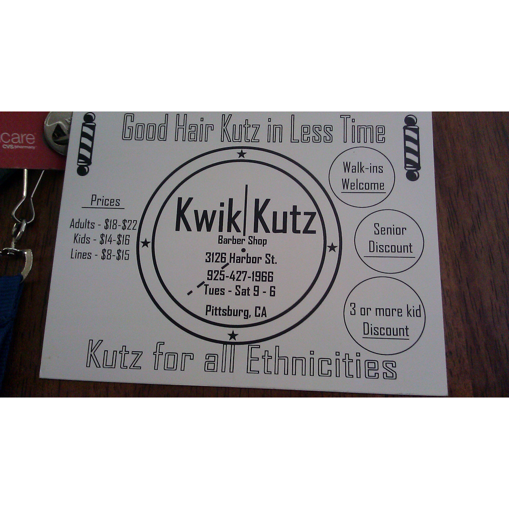 Kwik Kutz Barber Shop | 3126 Harbor St, Pittsburg, CA 94565, USA | Phone: (925) 427-1966