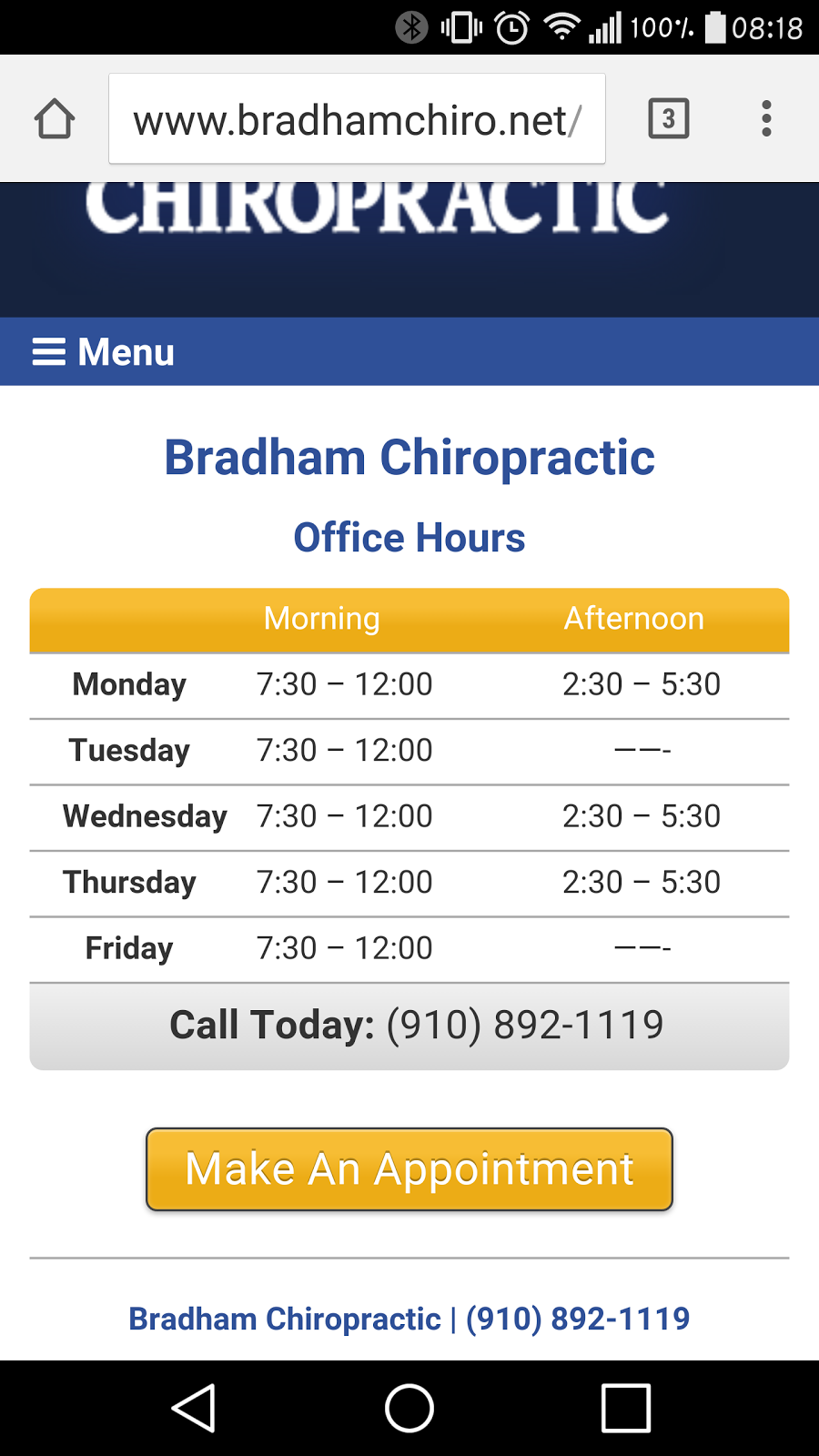 Bradham Chiropractic | 407-K E Jackson Blvd, Erwin, NC 28339, USA | Phone: (910) 892-1119